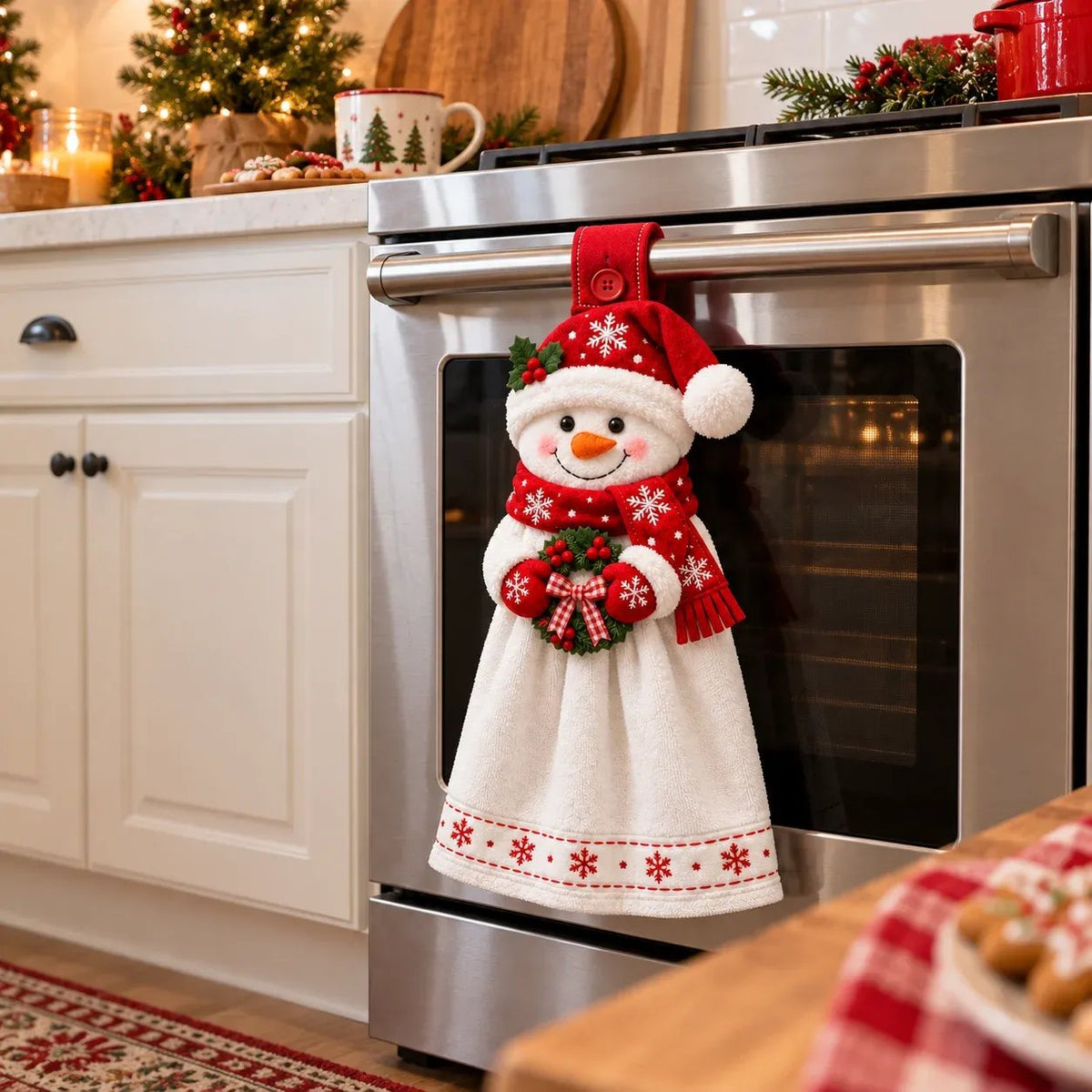 🔥 Last Day 49% OFF - 🎄Christmas Hanging Hand Towel | Button-On Loop Keeps It Within Reach⛄️