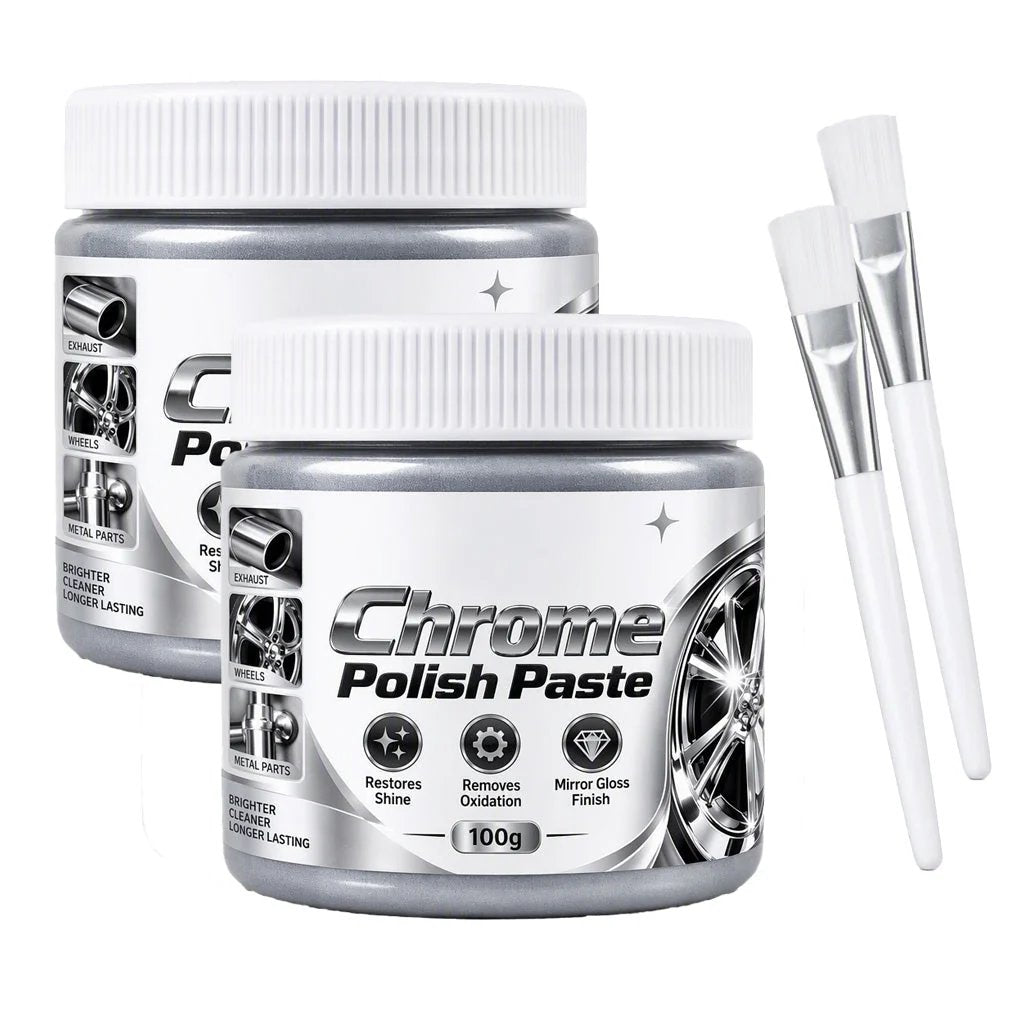 Metal Chrome Polish & Restorer Paste with Brush