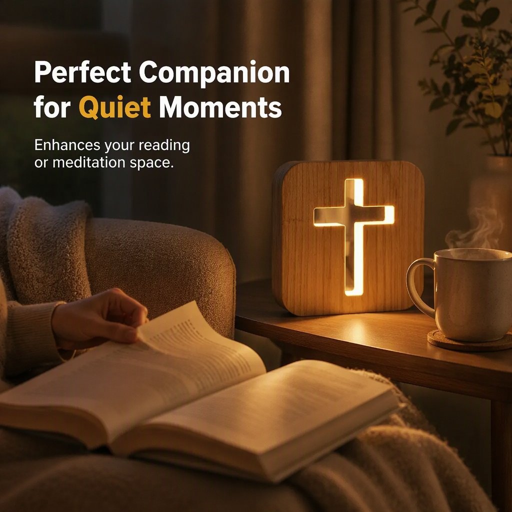 Wooden Hollow Cross LED Night Light