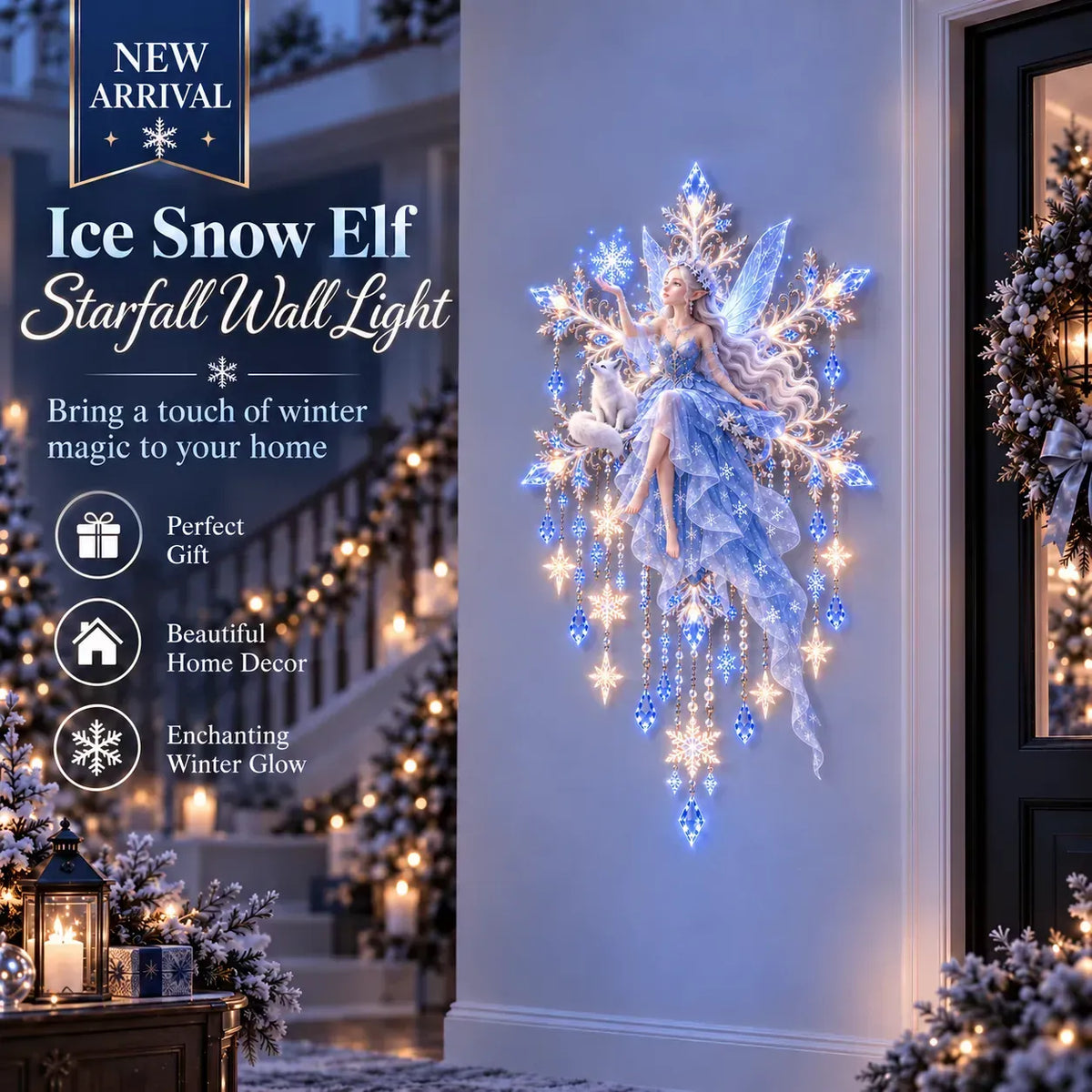 🎁Last Day 49% OFF - ✨❄️Ice Snow Elf Starfall Wall Light⛄️