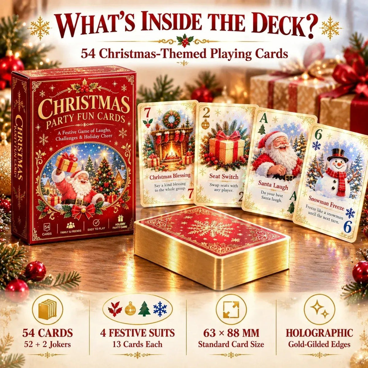 🎁Last Day 49% OFF - 🃏🎅 Christmas Holiday Cheer Playing Cards - Make Your Christmas Game Night More Fun!