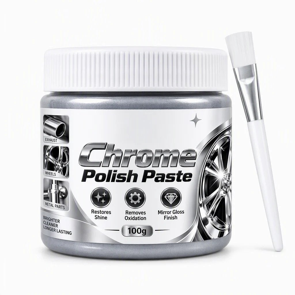Metal Chrome Polish & Restorer Paste with Brush