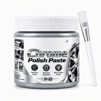 Metal Chrome Polish & Restorer Paste with Brush