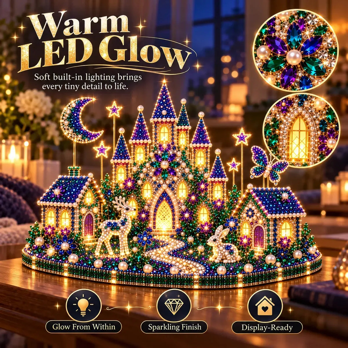 DIY Crystal Art Kit with LED Lighting – Sparkling Miniature Scenes to Create Yourself
