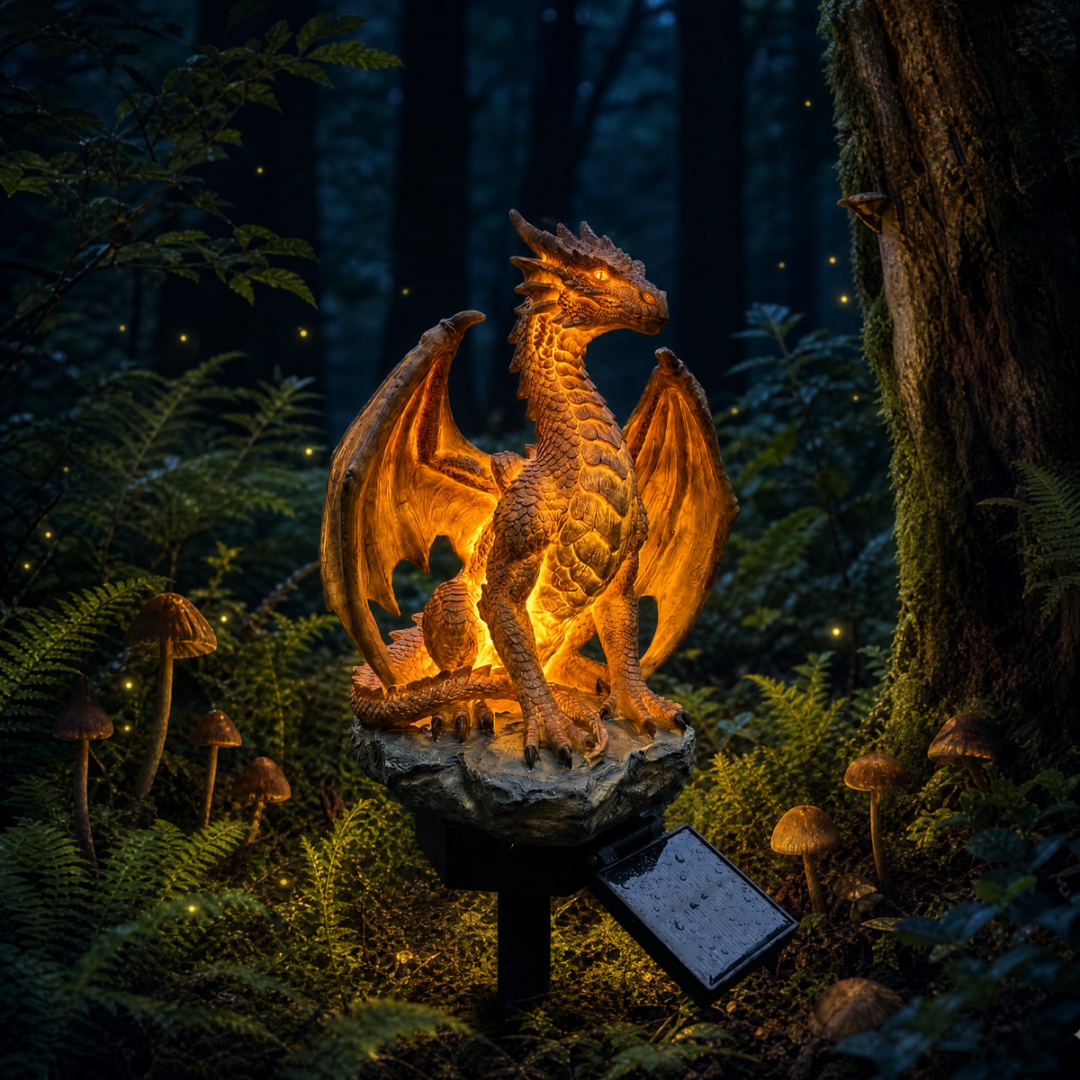 🎁Last Day 49% OFF - 🌅Solar Dragon Garden Statue Light – Golden Ember Fantasy Outdoor Decor🐉