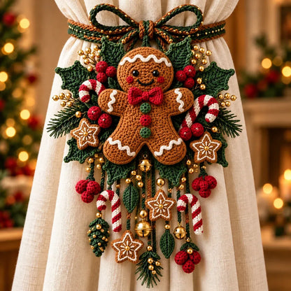 ⏳ Last Day 49% OFF – 🎄 Christmas Crochet Curtain Tieback DIY Kit | Beginner-Friendly Options, 8 Festive Designs 🧶