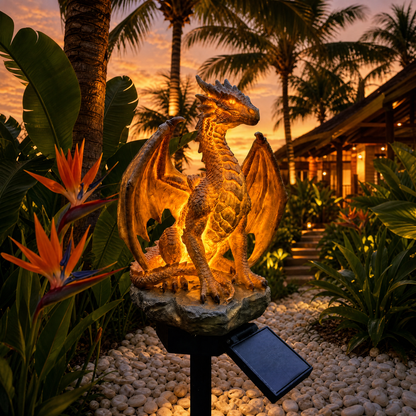 🎁Last Day 49% OFF - 🌅Solar Dragon Garden Statue Light – Golden Ember Fantasy Outdoor Decor🐉