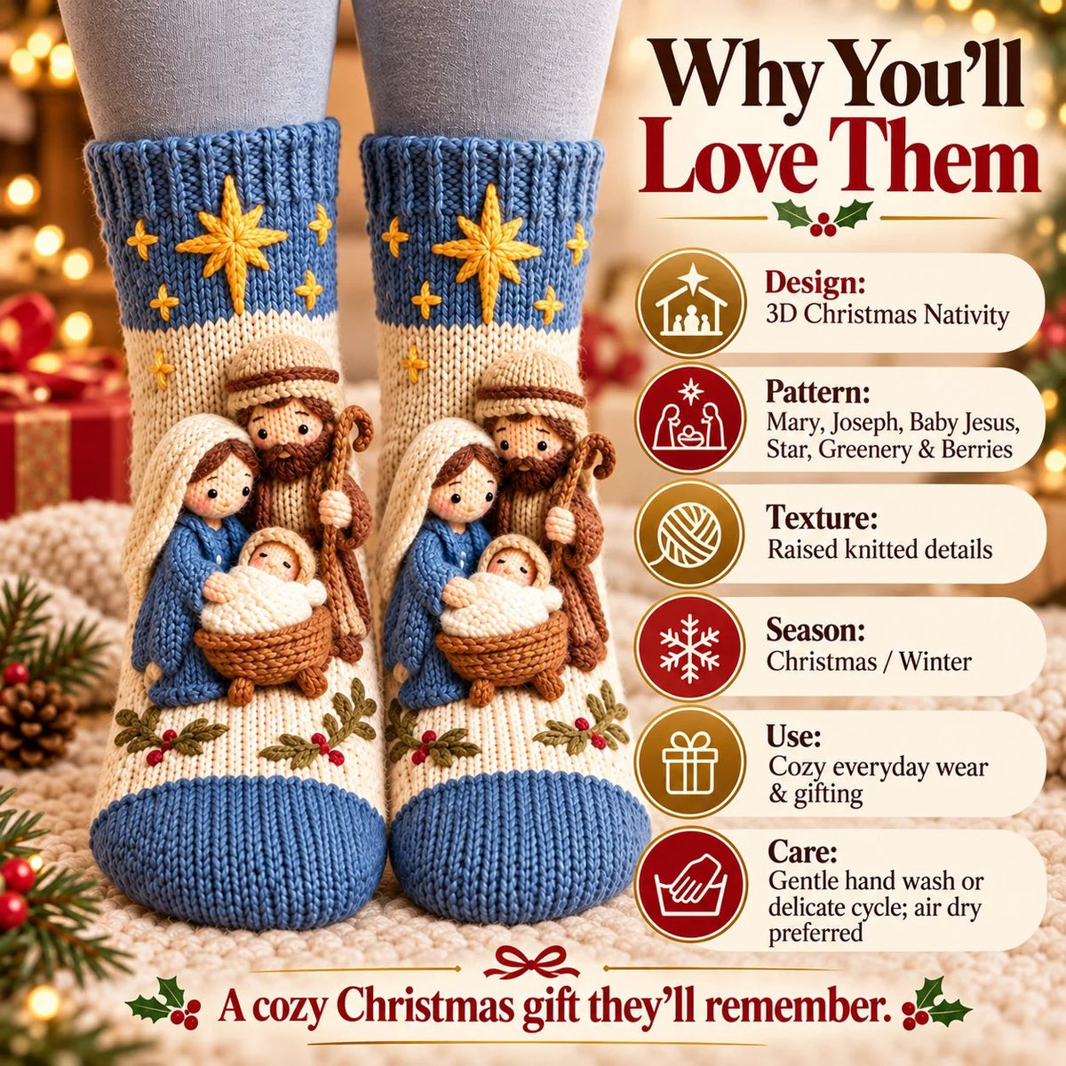 (🎁Last Day 49% OFF)🎅✨3D Nativity Christmas Socks🎄
