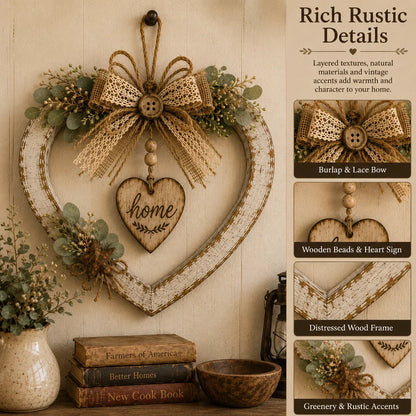 🎁Last Day 49% OFF - 🏡Rustic Farmhouse Heart Wall Decor with "Home" Sign🤎