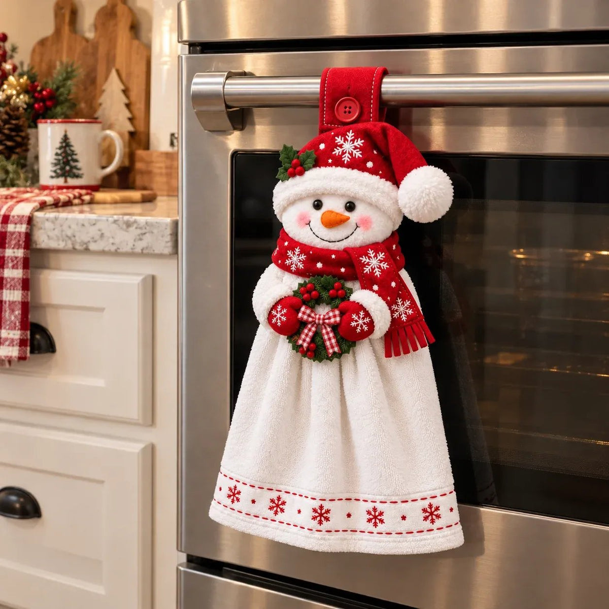🔥 Last Day 49% OFF - 🎄Christmas Hanging Hand Towel | Button-On Loop Keeps It Within Reach⛄️