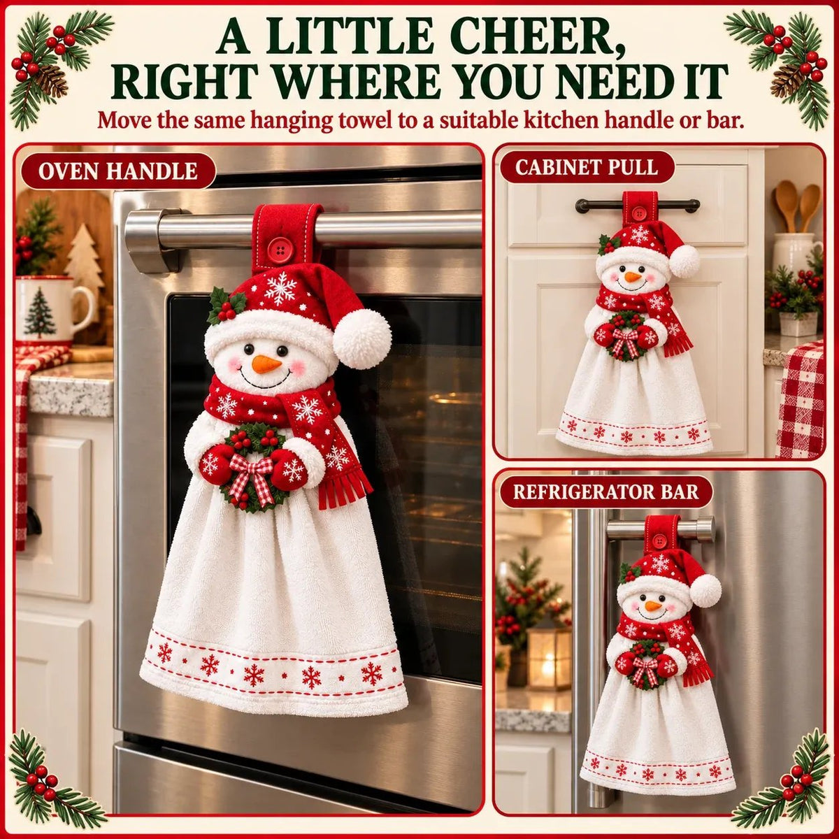 🔥 Last Day 49% OFF - 🎄Christmas Hanging Hand Towel | Button-On Loop Keeps It Within Reach⛄️