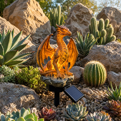 🎁Last Day 49% OFF - 🌅Solar Dragon Garden Statue Light – Golden Ember Fantasy Outdoor Decor🐉