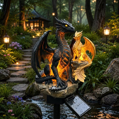 🎁Last Day 49% OFF - 🌅Solar Dragon Garden Statue Light – Golden Ember Fantasy Outdoor Decor🐉