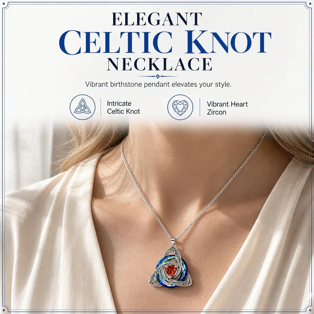 🔮Last Day 49% OFF💕🎁Women's Celtic Knot Birthstone Pendant Necklace