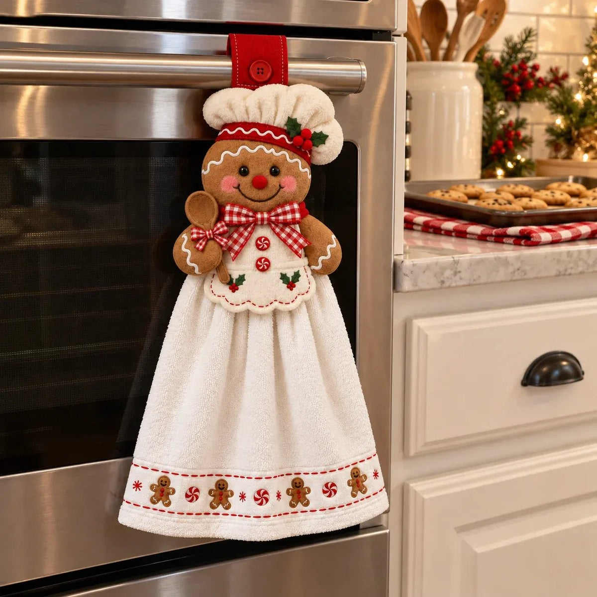 🔥 Last Day 49% OFF - 🎄Christmas Hanging Hand Towel | Button-On Loop Keeps It Within Reach⛄️