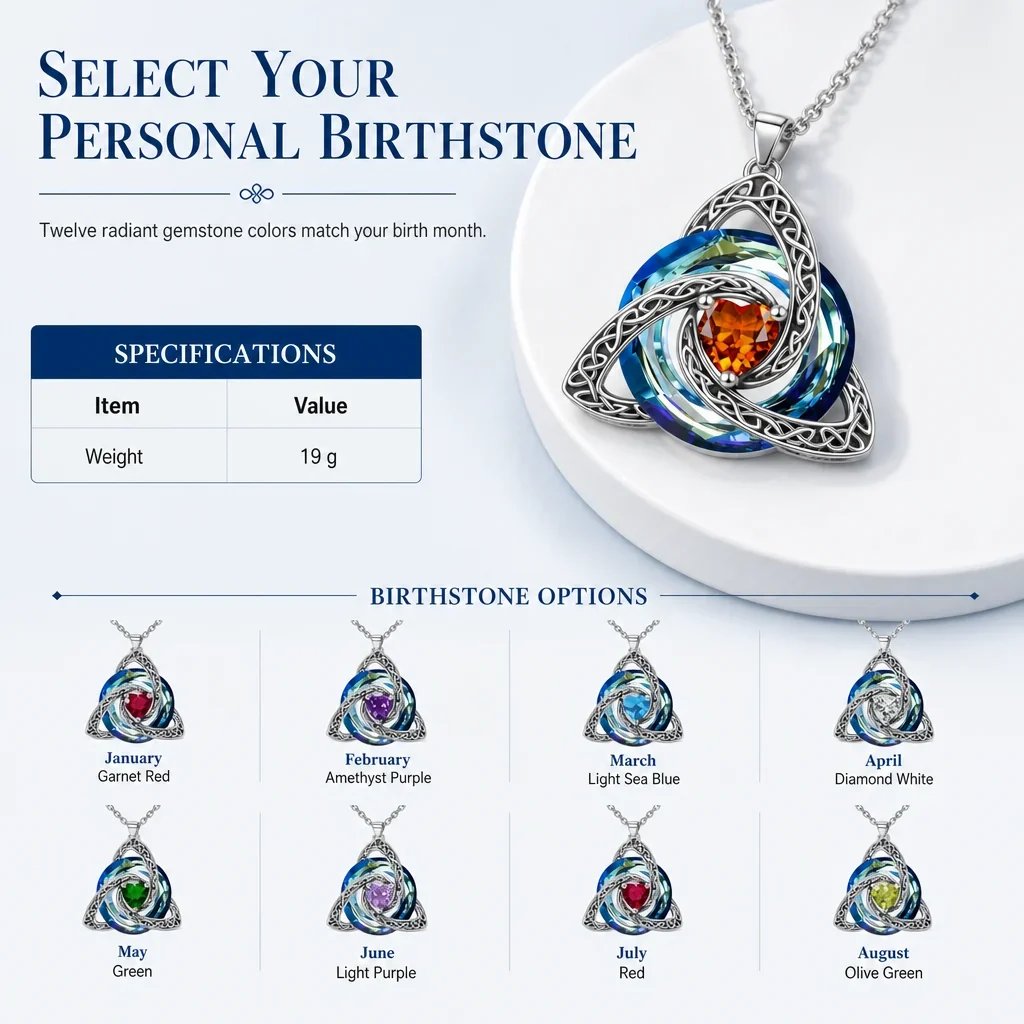 🔮Last Day 49% OFF💕🎁Women's Celtic Knot Birthstone Pendant Necklace