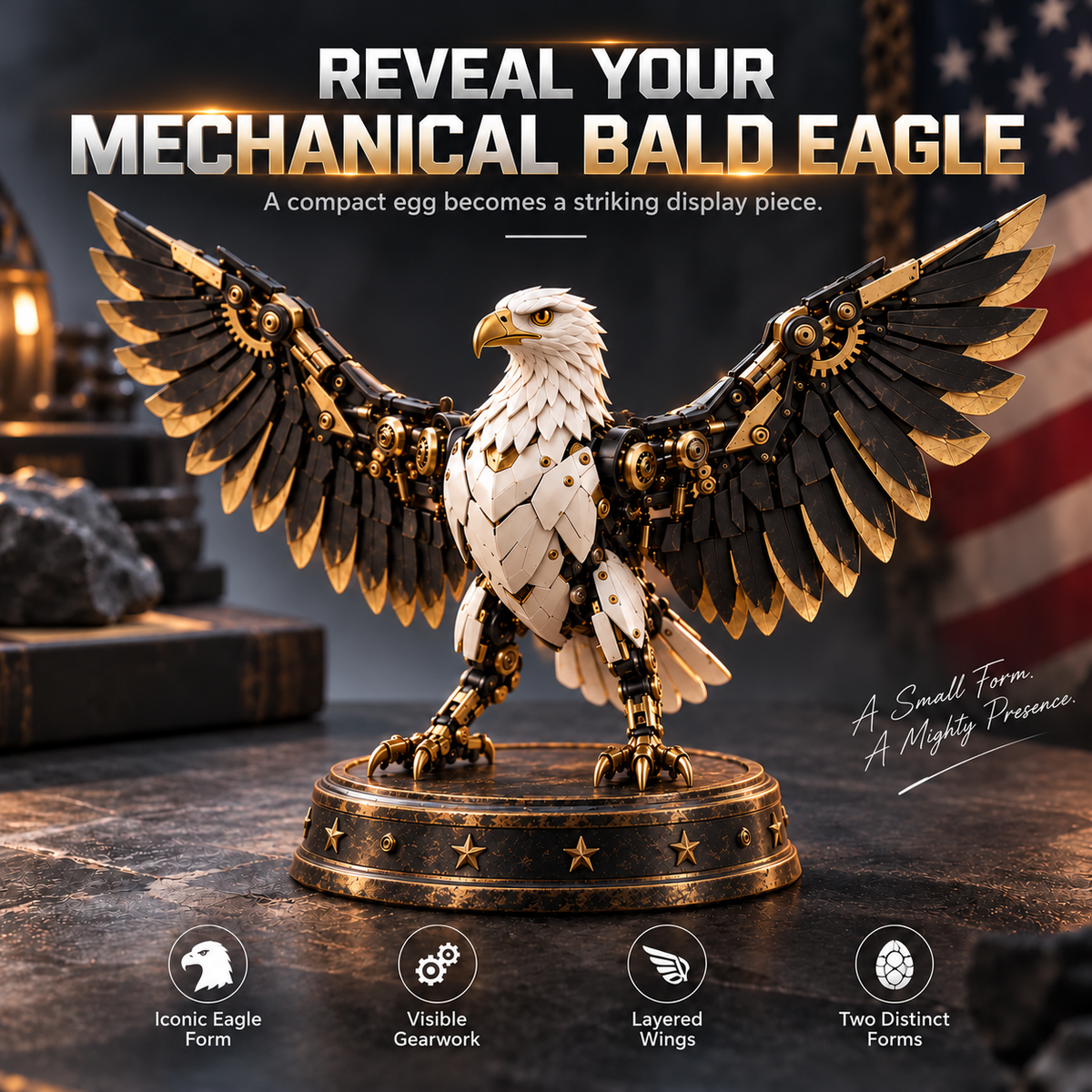 🎁Last Day 49% OFF - 🦅 Egg To Bald Eagle – 2-in-1 Transforming Mechanical Figure🥚