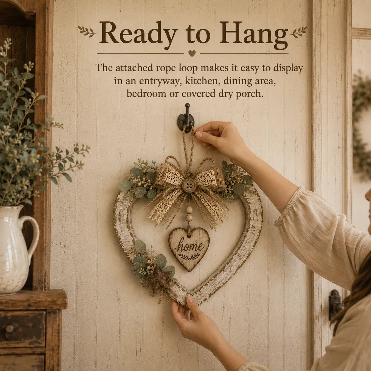 🎁Last Day 49% OFF - 🏡Rustic Farmhouse Heart Wall Decor with "Home" Sign🤎
