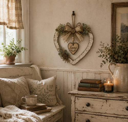 🎁Last Day 49% OFF - 🏡Rustic Farmhouse Heart Wall Decor with "Home" Sign🤎