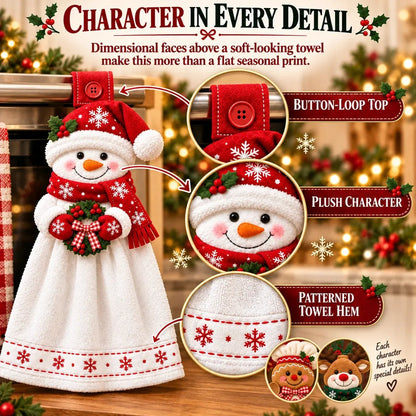🔥 Last Day 49% OFF - 🎄Christmas Hanging Hand Towel | Button-On Loop Keeps It Within Reach⛄️