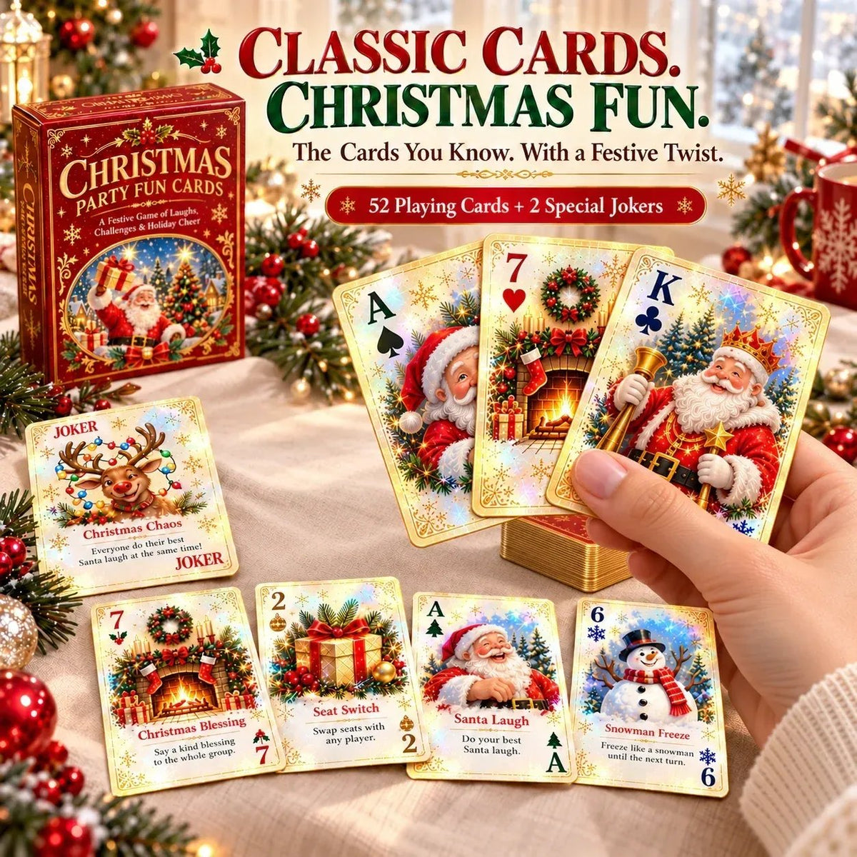 🎁Last Day 49% OFF - 🃏🎅 Christmas Holiday Cheer Playing Cards - Make Your Christmas Game Night More Fun!