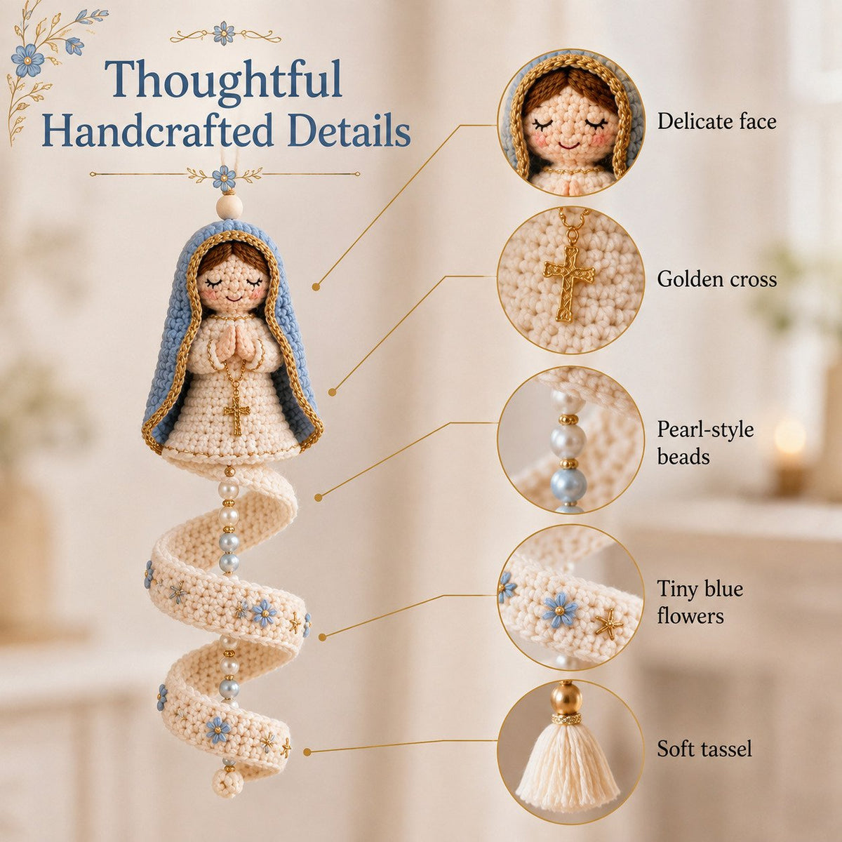 🔥Last Day 50% OFF -✝️DIY Crochet Blessed Mother Spiral Hanging Ornament Kit