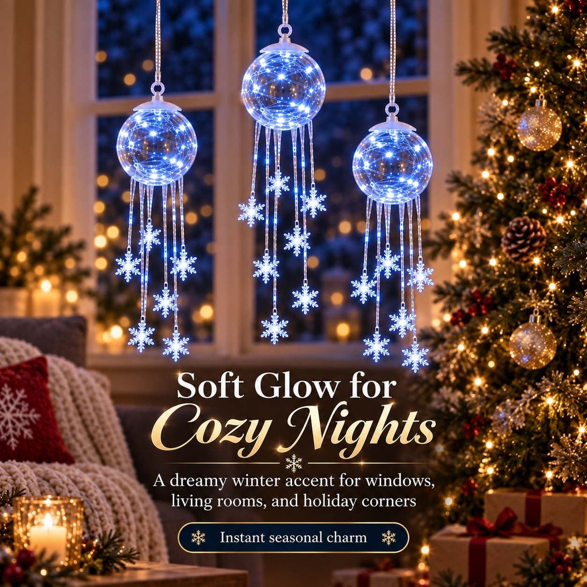 Winter Magic Snowflake Waterfall – Hanging LED Christmas Decorations❄️