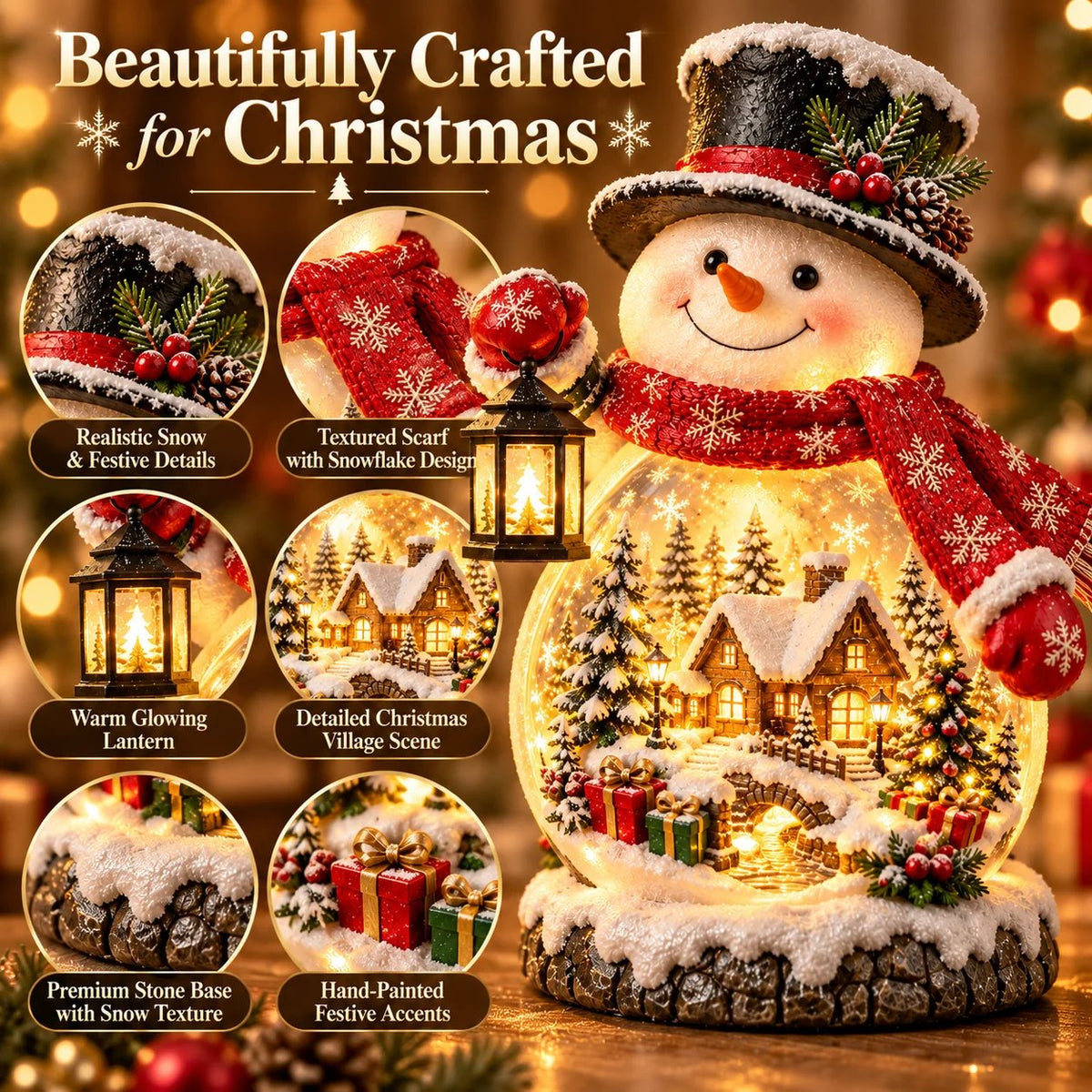 🎁Last Day 49% OFF - ⛄ Christmas Village Snowman Glow – Lighted Holiday Tabletop Decor✨