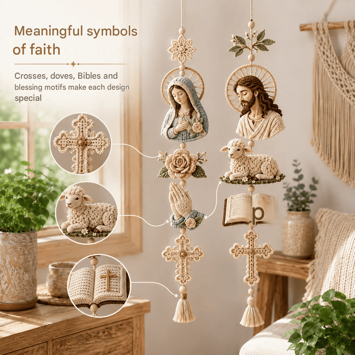 🎁Last Day 49% OFF - ✝️"Blessed Faith" DIY Crochet Kit – Hanging Decoration✨
