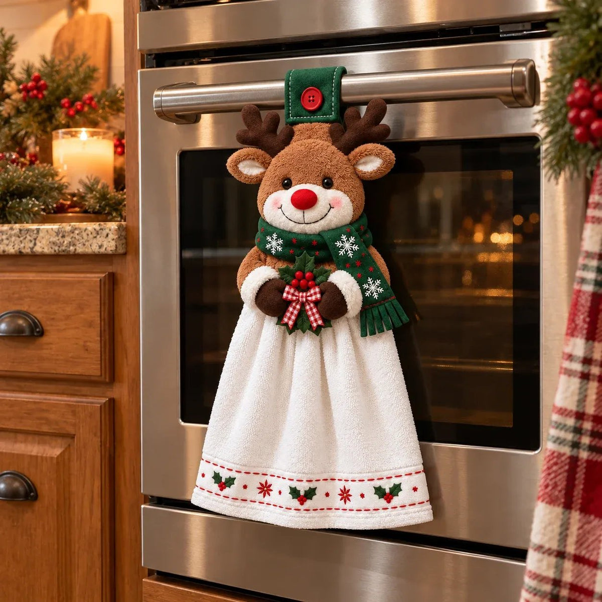 🔥 Last Day 49% OFF - 🎄Christmas Hanging Hand Towel | Button-On Loop Keeps It Within Reach⛄️
