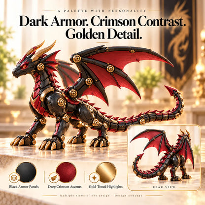 🔥LAST DAY 49% OFF -🐉 Mechanical Dragon Egg – Black & Crimson Dragon with Folding Wings & Armored Details