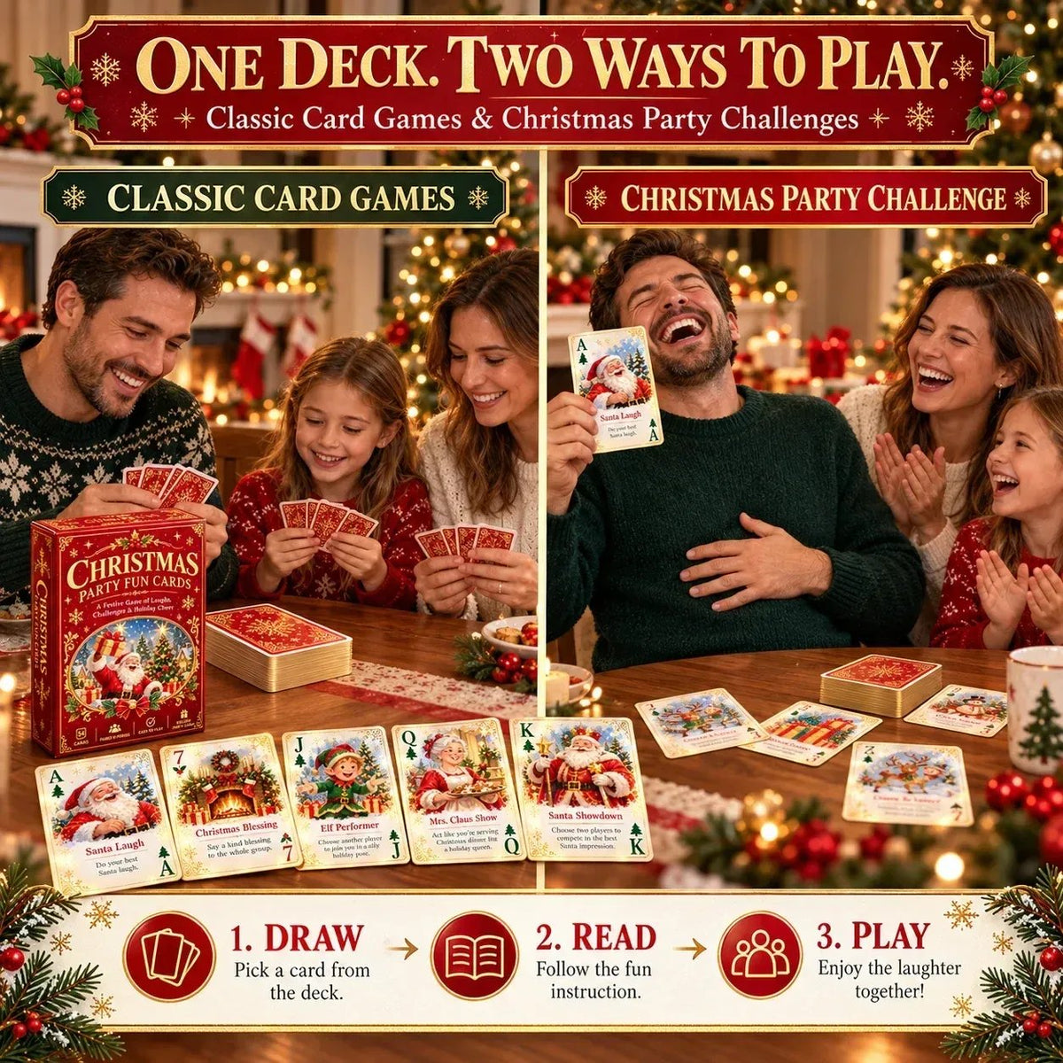 🎁Last Day 49% OFF - 🃏🎅 Christmas Holiday Cheer Playing Cards - Make Your Christmas Game Night More Fun!