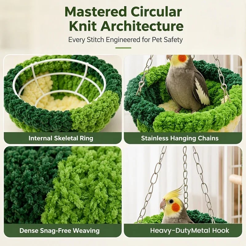 🧶 Warm Winter Bird Hanging Hammock – Cozy, Soft, Cage Decor ✨