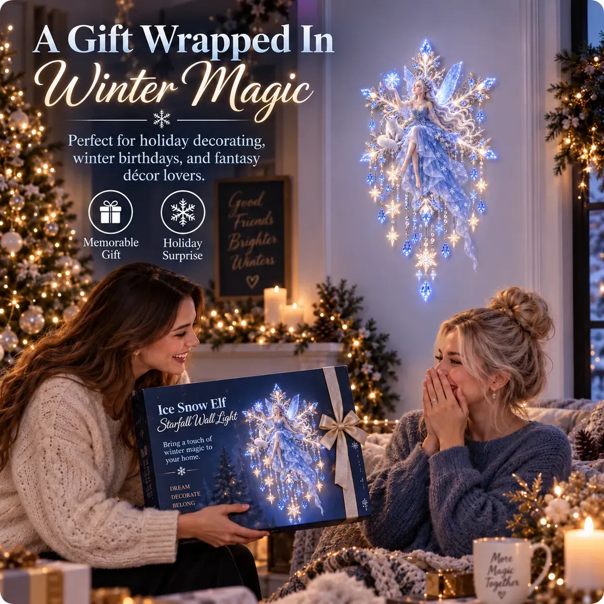 🎁Last Day 49% OFF - ✨❄️Ice Snow Elf Starfall Wall Light⛄️