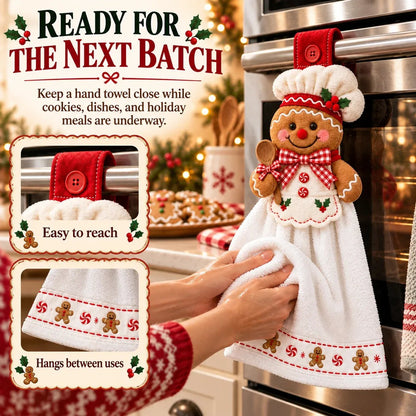 🔥 Last Day 49% OFF - 🎄Christmas Hanging Hand Towel | Button-On Loop Keeps It Within Reach⛄️